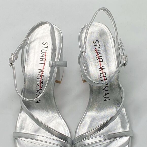 Stuart Weitzman Oasis 85MM Metallic Leather Block-Heel Sandals size 6.5 - Picture 4 of 12